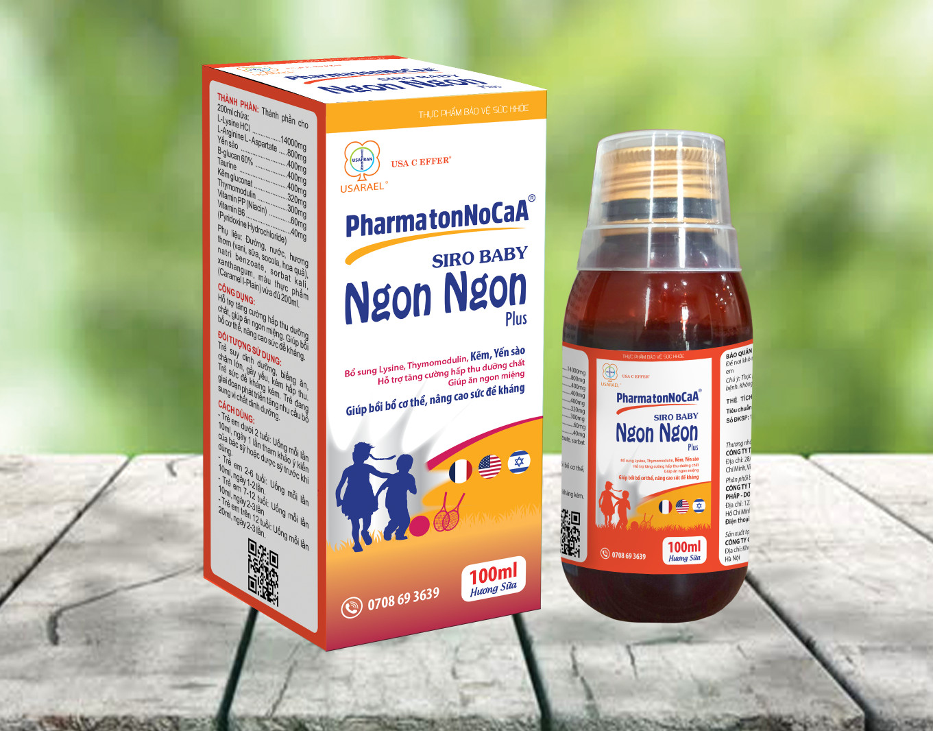 1. Thực phẩm bảo vệ sức khoẻ Siro Baby Ngon Ngon Plus hiệu Pharma TonNoCaA®  (chai)